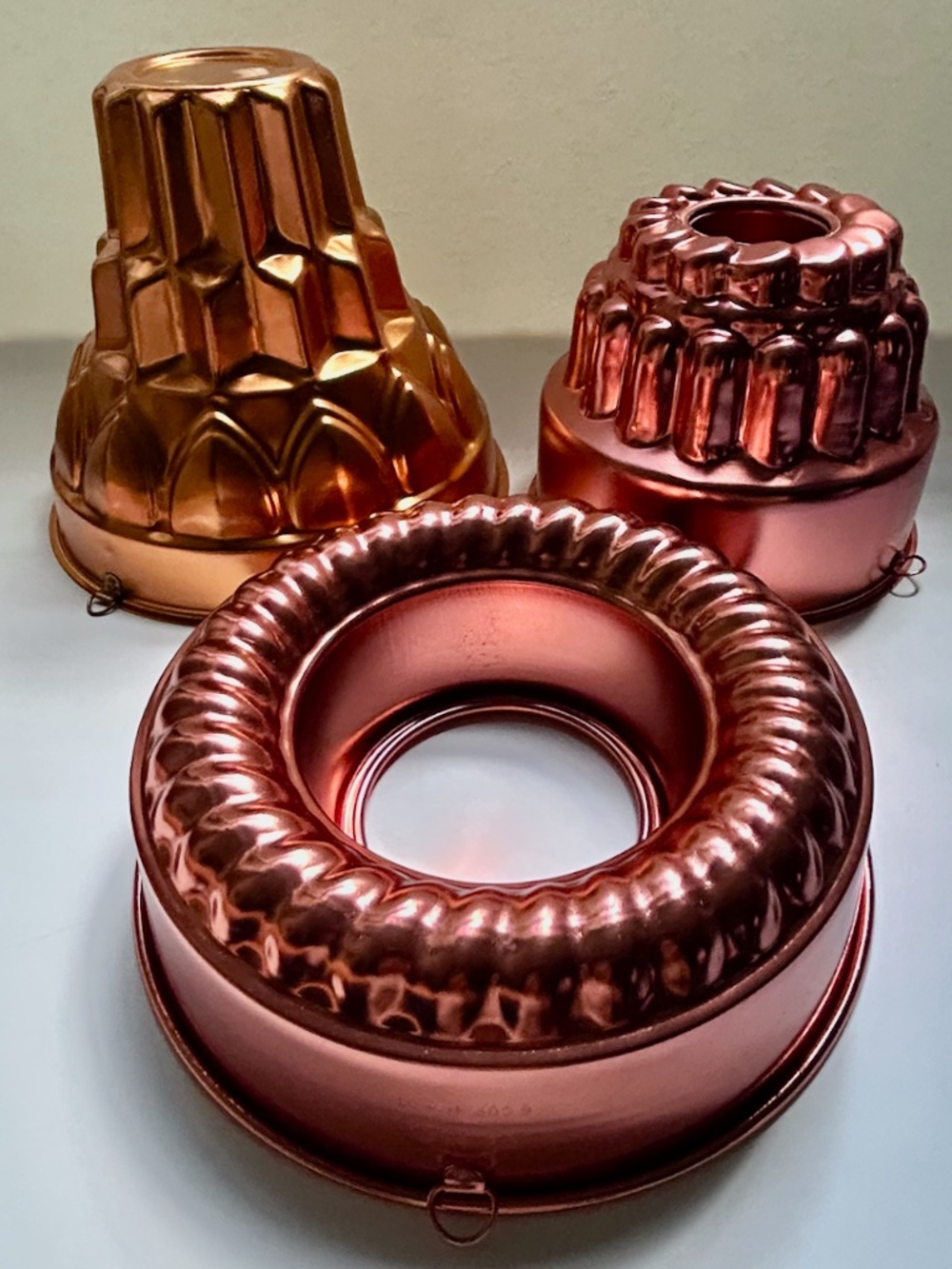 Vintage Set of 3 Copper Toned Aluminum Molds